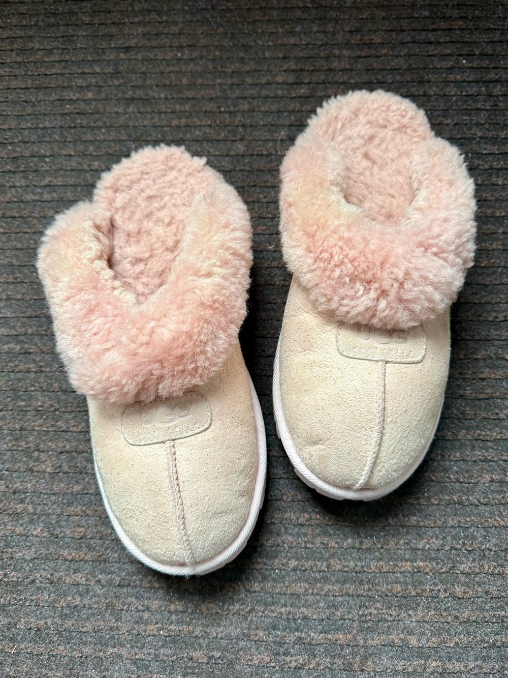 UGG Coquette Leather and Sheepskin Slippers, Pink/Salmon, 9